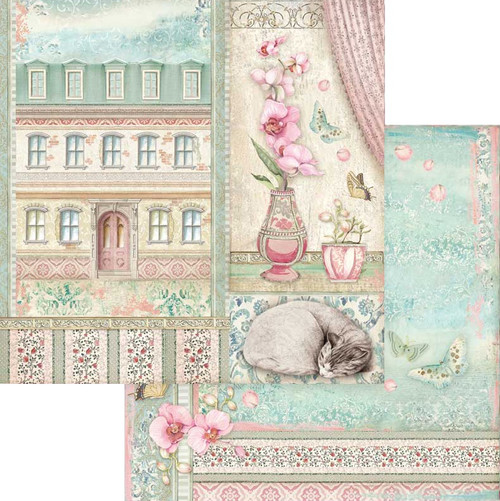 Stamperia Double-Sided Paper Pad 8"X8" 10/Pkg-Orchids & Cats, 10 Designs/1 Each - SBBS26