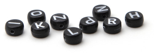 CousinDIY Alphabet Beads 7mm 150/Pkg-Black Round With White Letters - 40000441 CousinDIY Alphabet Beads 7mm 150/Pkg-Black Round With White Letters - 40000441