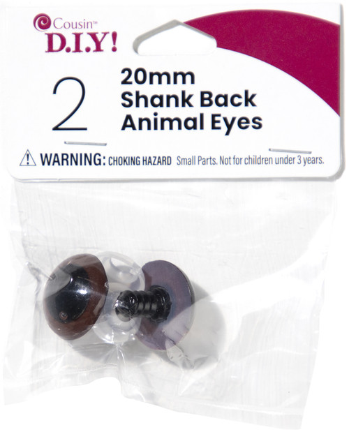 CousinDIY Shank Back Animal Eyes Brown 6/Pkg-20mm - 40000423-427 - 191648093681