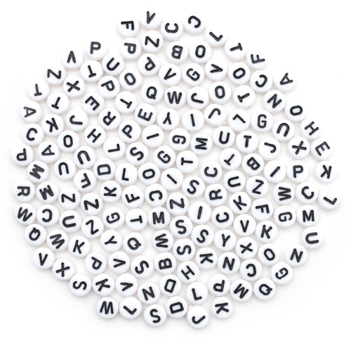 CousinDIY Alphabet Beads 7mm 150/Pkg-White Round With Black Letters - 40000440 CousinDIY Alphabet Beads 7mm 150/Pkg-White Round With Black Letters - 40000440