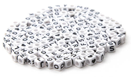 Alphabet Beads 6mm 160/Pkg-White With Black Letters -40000442