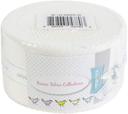 Riley Blake 2.5" Rolie Polie Precut Bundle 40pcs-Confetti Cottons Riley White 120RPWHT