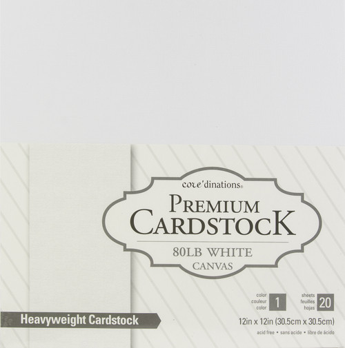 3 Pack Core'dinations Value Pack Cardstock 12"X12" 80lb 20/Pkg-White Canvas 320244 - 718813202442