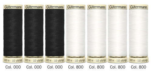 Gutermann Sew-All Polyester Thread Set - 7 Spools-Black & White - 713311-1 Gutermann Sew-All Polyester Thread Set - 7 Spools-Black & White - 713311-1