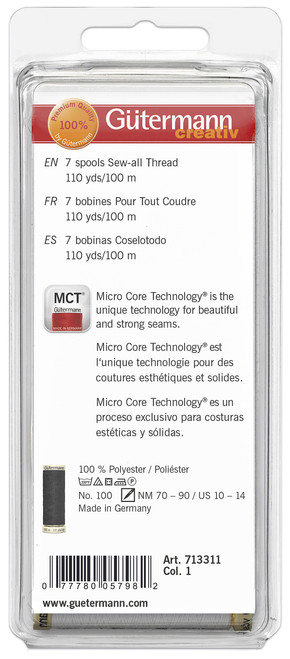 Gutermann Sew-All Polyester Thread Set - 7 Spools-Black & White - 713311-1 Gutermann Sew-All Polyester Thread Set - 7 Spools-Black & White - 713311-1