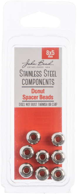 John Bead Stainless Steel Donut Spacer Bead 8/Pkg-8x5mm 26140030 - 665772175938