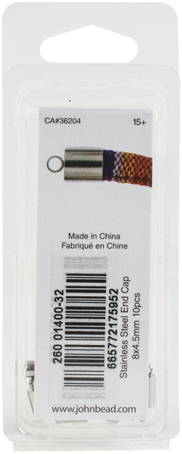 John Bead Stainless Steel End Cap 10/Pkg-8x4.5mm - 26140032 John Bead Stainless Steel End Cap 10/Pkg-8x4.5mm - 26140032