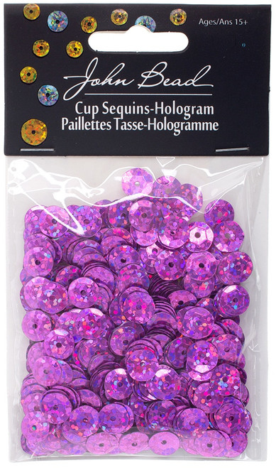 John Bead Round Sequins 8mm 850/Pkg-Hot Pink 13000108-10 - 062384024379