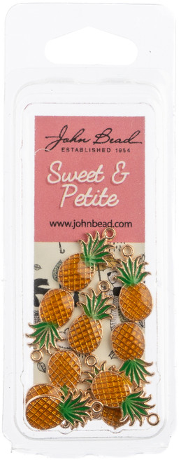 John Bead Sweet & Petite Charms-Pineapple Yellow/Green, 17x9mm 10/Pkg 32640464-61 - 665772174122