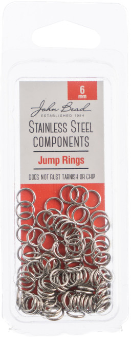 John Bead Stainless Steel Jump Ring 100/Pkg-6mm 26140005 - 665772175686