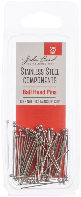 John Bead Stainless Steel Ball Head Pins 50/Pkg-25mm 26140015 - 665772175785