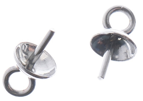 John Bead Stainless Steel Bail Pin With Cup 20/Pkg-7x4mm - 26140021