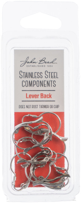 John Bead Stainless Steel Earring Lever Back 20/Pkg-21mm - 26140018 - 665772175815