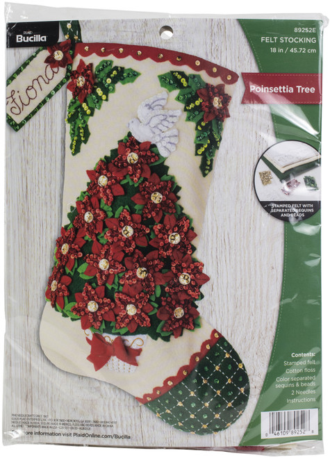 Tree Party Bucilla 89259E Felt Applique Christmas Stocking Kit 18 