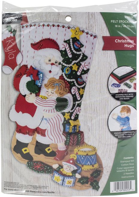 Bucilla Felt Stocking Applique Kit 18" Long-Christmas Hugs 89253E - 046109892535