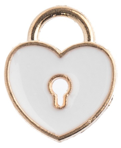 John Bead Sweet & Petite Charms-Heart Locket White, 11x13mm 10/Pkg 32640464-11