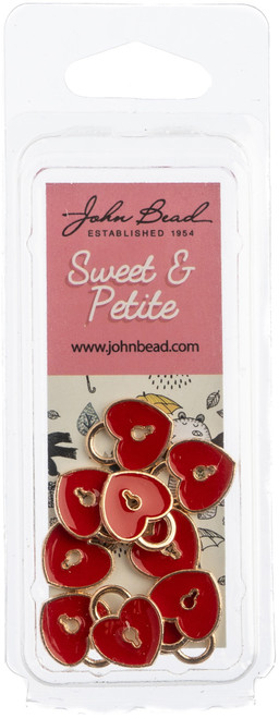 John Bead Sweet & Petite Charms-Heart Locket Red, 11x13mm 10/Pkg 32640464-14 - 665772173651