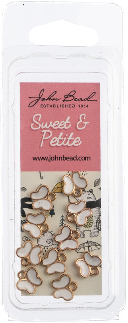 John Bead Sweet & Petite Charms-Butterfly White, 8x8mm 10/Pkg 32640464-38 - 665772173897