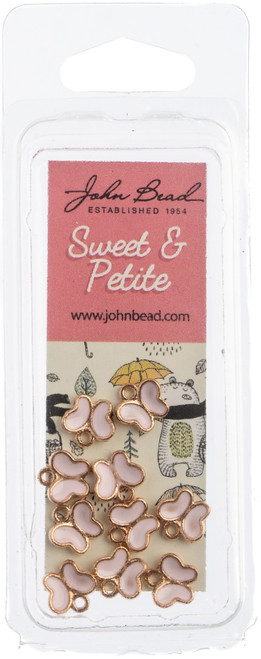 John Bead Sweet & Petite Charms-Butterfly Pink, 8x8mm 10/Pkg 32640464-39 - 665772173903