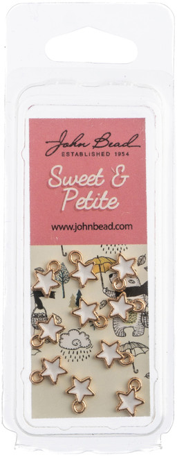 John Bead Sweet & Petite Charms-Tiny Star White, 7x9mm 10/Pkg 32640464-35 - 665772173866
