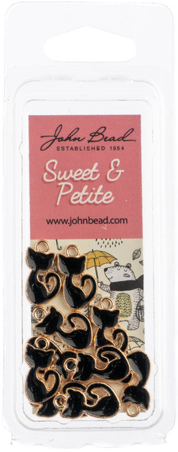 John Bead Sweet & Petite Charms-Retro Cat Black, 8x15mm 10/Pkg 32640464-34 - 665772173859