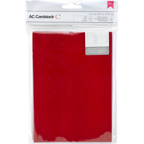 3 Pack - American Crafts A7 Cards W/Envelopes (5.25"X7.25") 12/Pkg-Rouge - AC71335 - 718813713351