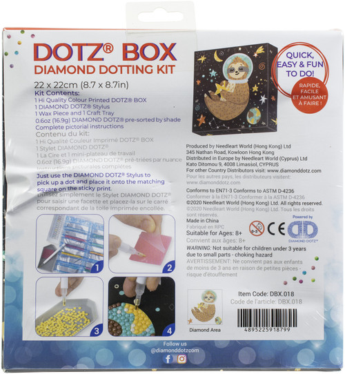 Diamond Dotz Diamond Art Box Kit 8.6"X8.6"-Sloth Universe DBX018