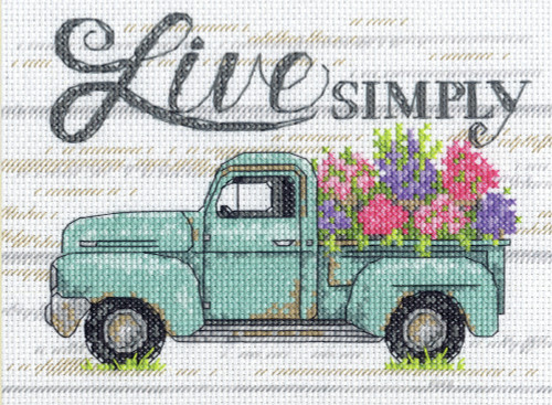 Dimensions Counted Cross Stitch Kit 7"X5"-Flower Truck (14 Count) 70-65211 - 088677652111