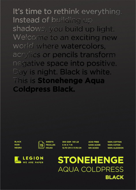 Stonehenge Aqua Coldpress 5x7-Black 140lb - SQC5X7 - 645248441163