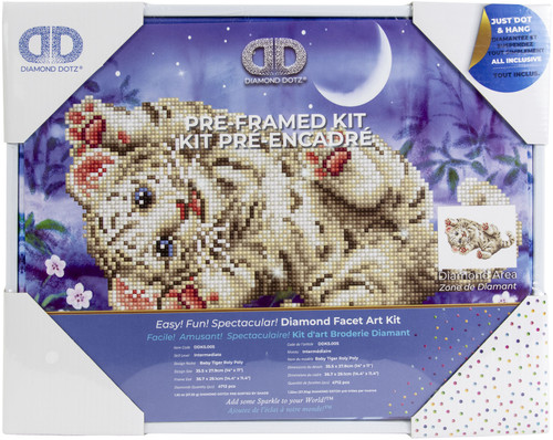 Diamond Dotz Pre-Framed Diamond Art Kit 11"X14"-Baby Tiger Roly Poly DDK5005 - 4895225919284