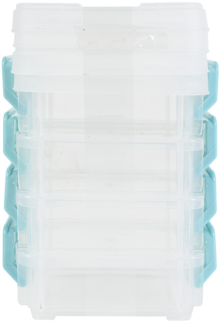 John Bead Joy Filled Storage Stackable Containers 4/Pkg-Clear/Turquoise 3"X2.5"X1" - 60021301 - 665772201996