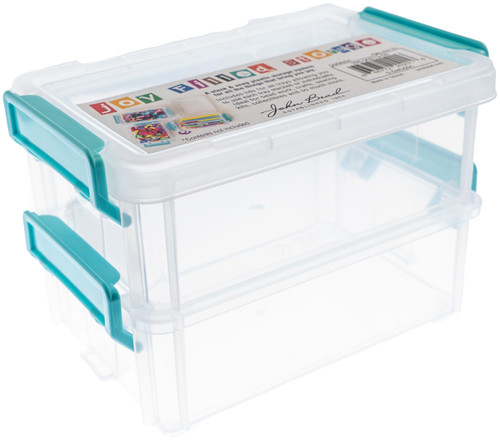 John Bead Joy Filled Storage Stackable Containers 2/Pkg-Clear/Turquoise 5.5"X4"X2" 60021303