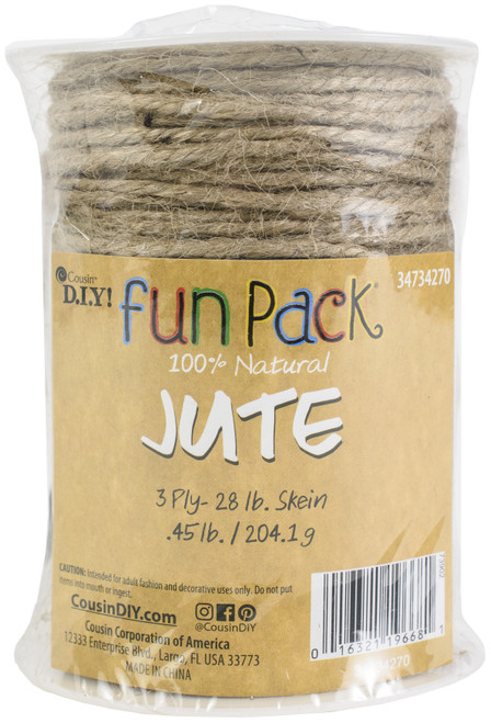 CousinDIY Jute Cord 3ply 28lb-Natural (Approx. 3/8") - 34734270 - 016321196681
