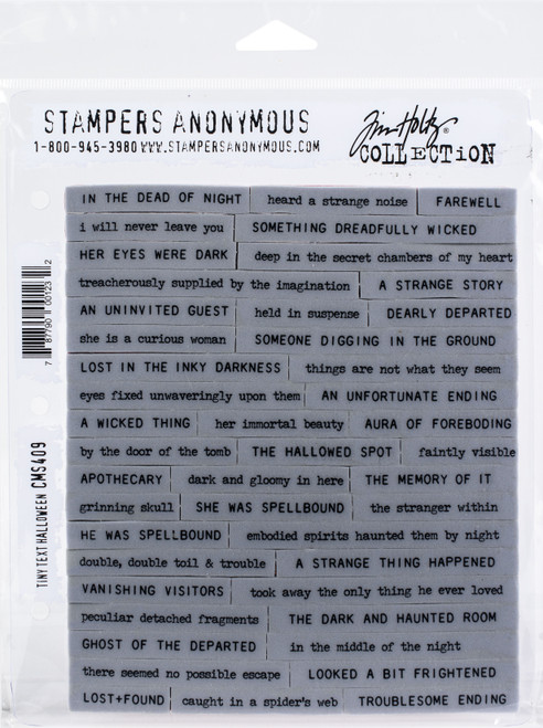 Tim Holtz Cling Stamps 7"X8.5"-Tiny Text Halloween - CMS-LG-409 - 787790001232