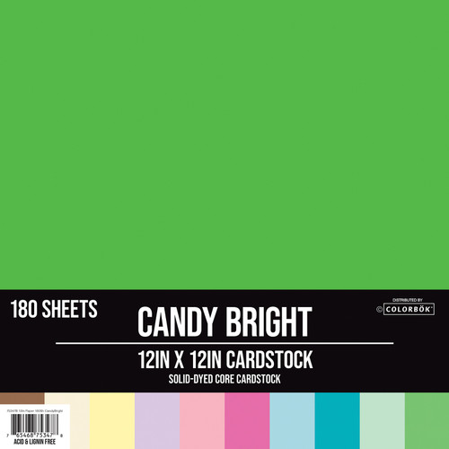 Colorbok Cardstock Pad 12"X12" 180/Pkg-Candy Bright 75347