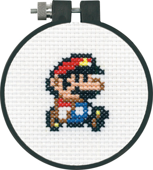 Dimensions Learn-A-Craft Counted Cross Stitch Kit 3" Round-Super Mario Bros. (11 Count) - 72-75184 Dimensions Learn-A-Craft Counted Cross Stitch Kit 3" Round-Super Mario Bros. (11 Count) - 72-75184
