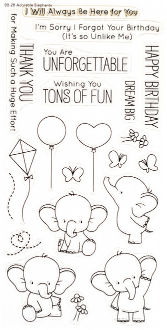 My Favorite Things Birdie Brown Stamps 4"X8"-Adorable Elephants -BB028