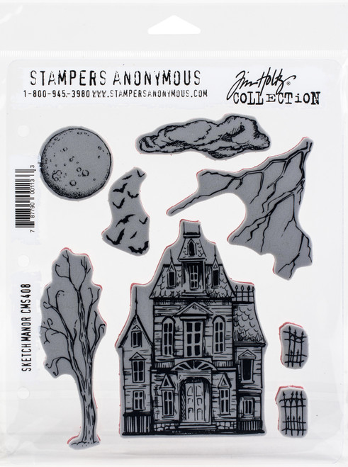 Tim Holtz Cling Stamps 7"X8.5"-Sketch Manor CMS-408 - 787790001133