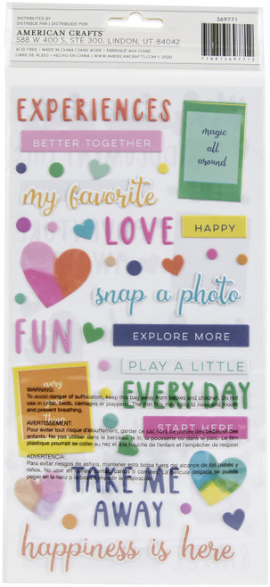 3 Pack Paige Evans Go The Scenic Route Thickers Stickers 154/Pkg-Scenic Route Phrase/Puffy -PE369771