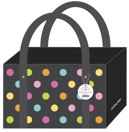 Doodlebug Canvas Foldable Tote 15"X10"X10"-Polka Dots - DB7135 - 842715071353