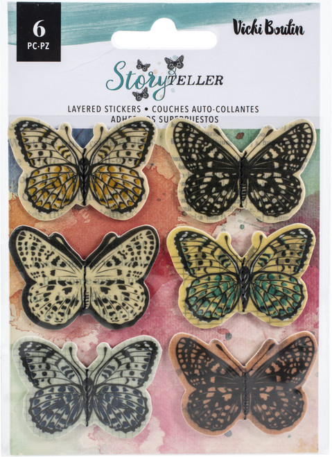 Vicki Boutin Storyteller Layered Stickers 6/Pkg-Vellum Butterflies VB001349 - 718813545648