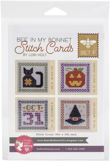 It's Sew Emma Stitch Cards 4/Pkg-Bee In My Bonnet Set F By Lori Holt - ISE433 - 672975236120