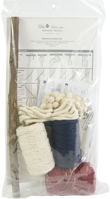 Solid Oak Macrame Decorative Hanging Kit-Old Glory - MWH036BG Solid Oak Macrame Decorative Hanging Kit-Old Glory - MWH036BG