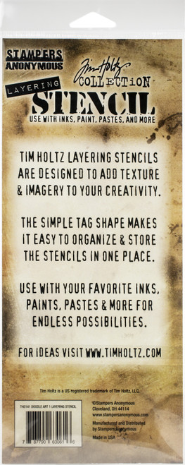 3 Pack Tim Holtz Layered Stencil 4.125"X8.5"-Doodle Art 1 -Layered THS-141