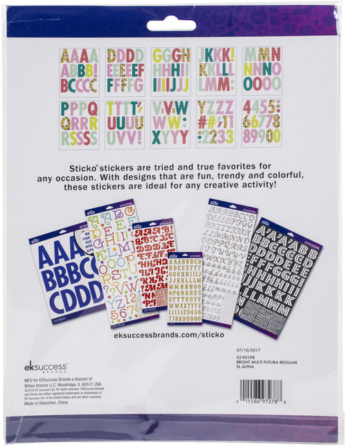 Sticko Alphabet Stickers 145/Pkg-Futura Extra Large -Bright 52-90198