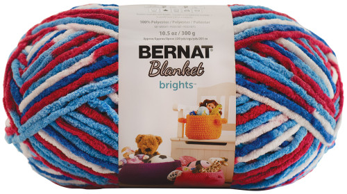 2 Pack Bernat Blanket Brights Big Ball Yarn-Red, White & Boom Variegated 161212-12011 - 057355403680