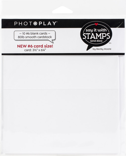 PhotoPlay Say It With Stamps Scored Card 10/Pkg-#6 Blank White - SIS2383 - 709388323830