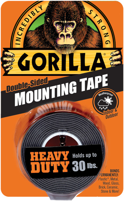 2 Pack Gorilla Double-Sided Heavy Duty Mounting Tape 1"X60"-Black 6055301 - 052427605535