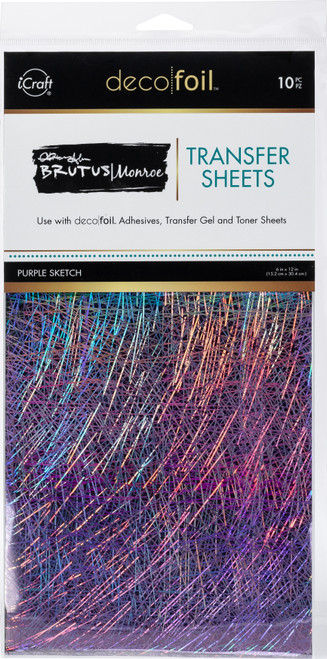 2 Pack - Brutus Monroe Deco Foil Transfer Sheets 6"X12" 10/Pkg-Purple Sketch - BM190-28 - 000943190288