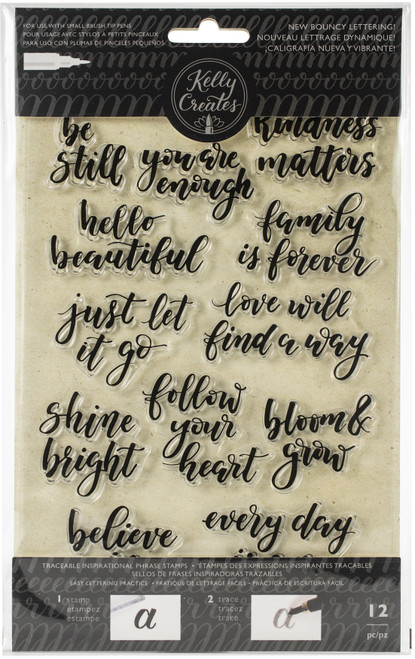 3 Pack Kelly Creates Acrylic Traceable Stamps-Bouncy Inspirational Phrases 351377 - 718813513777